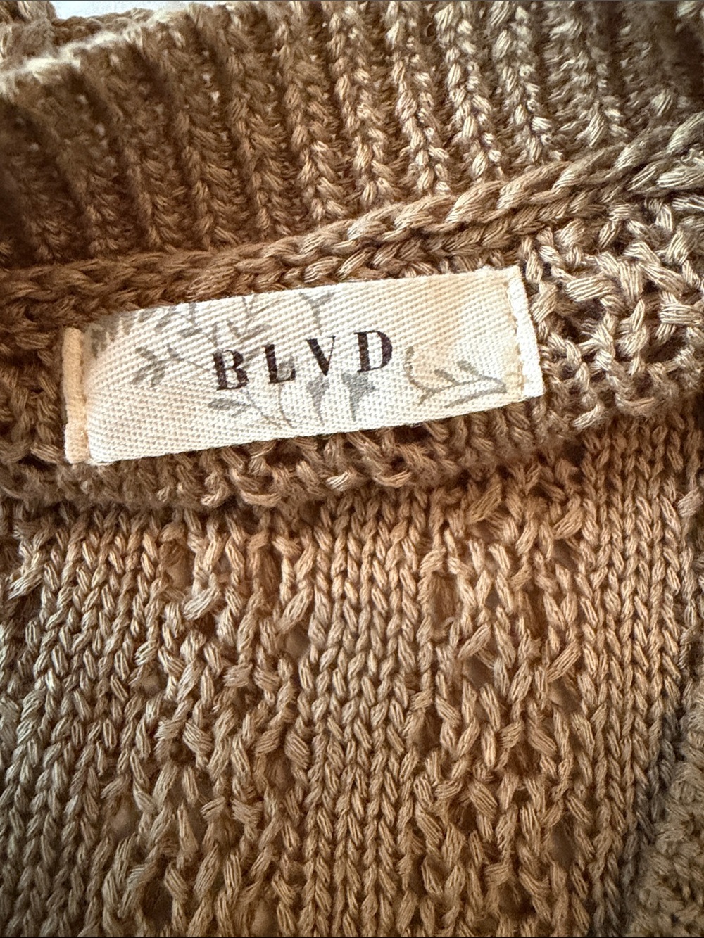 BLVD Olive Green Open-Knit Button Cardigan - Picture 7 of 9